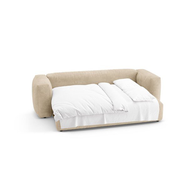 Kreminės spalvos sulankstoma sofa iš velveto 264 cm – Micadoni -image-4
