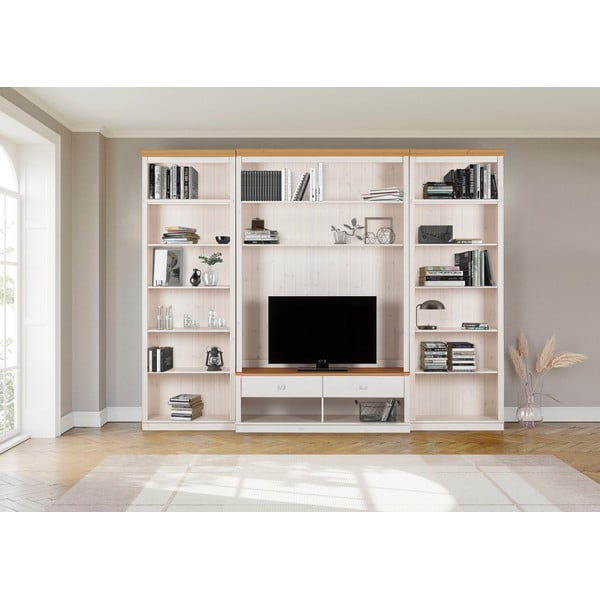 Iš pušies masyvo TV spintelių komplektas baltos spalvos 288x223 cm Anita – Støraa-image-1