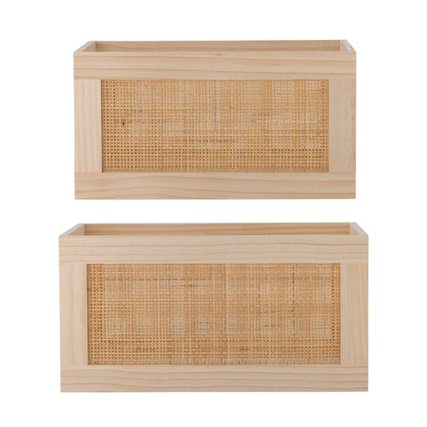 Natūralios spalvos iš medžio daiktadėžės 2 vnt. 39x29x20 cm Piana – Bloomingville-image-2