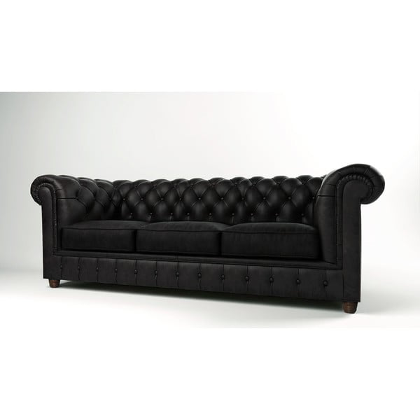 Juodo aksomo sofa 230 cm Cambridge - Ropez