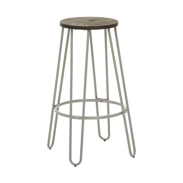 Pilkos spalvos/tamsios natūralios spalvos iš guobos masyvo baro taburetė (sėdynės aukštis 75 cm) District – Premier Housewares