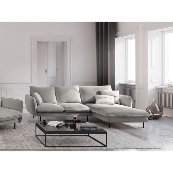 Šviesiai pilkos spalvos kampinė sofa Cosmopolitan Design Vienna, dešinysis kampas-image-4