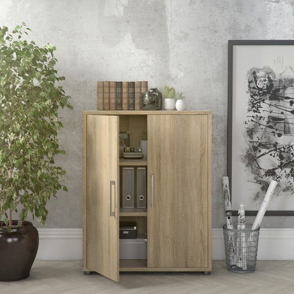 Modulinė knygų spinta natūralios spalvos iš ąžuolo 89x113 cm Prima – Tvilum-image-1