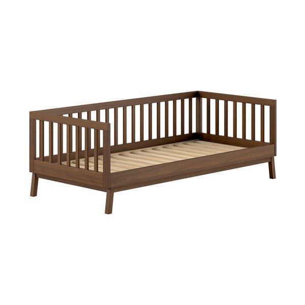 Rudos spalvos iš pušies masyvo vaikiška lova su lovos grotelėmis 90x200 cm Sezane – Vipack
