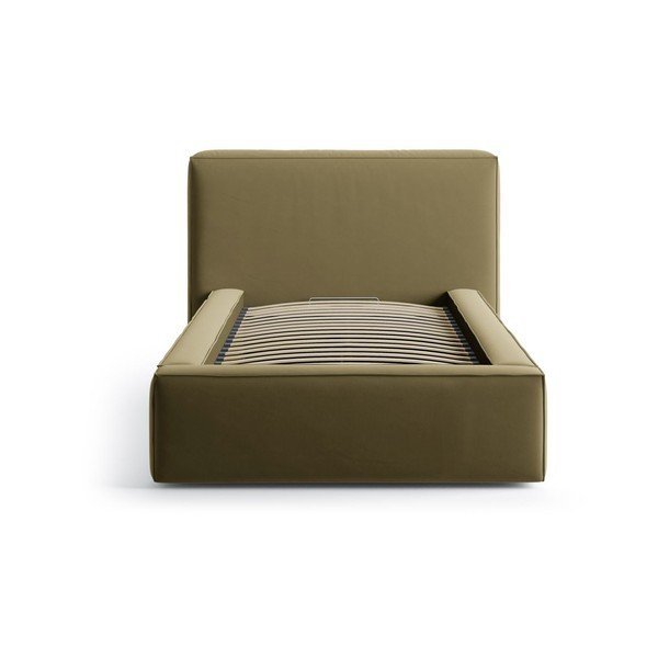 Žalios spalvos viengulė lova audiniu dengta su sandėliavimo vieta su lovos grotelėmis 90x200 cm Jodie – Micadoni -image-3