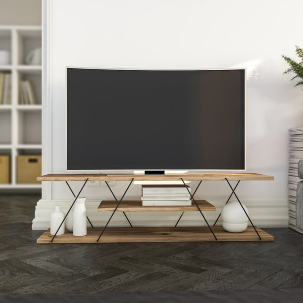 TV spintelė natūralios spalvos iš riešutmedžio 120x33 cm Canaz – Kalune Design-image-1