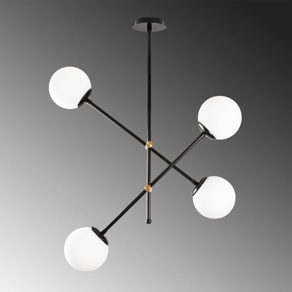Juodos spalvos kabantis šviestuvas su stiklo gaubtu Best – Opviq lights-image-1