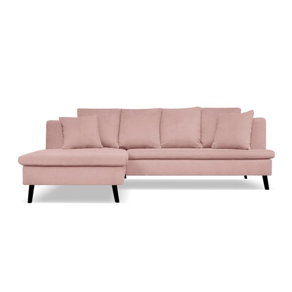 Šviesiai rožinė sofa keturiems asmenims su šezlongu kairėje pusėje Cosmopolitan design Hamptons