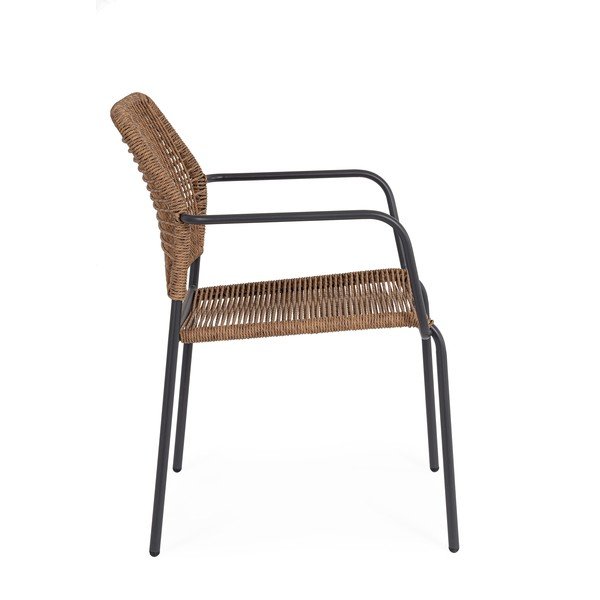 Tamsiai pilkos spalvos/natūralios spalvos metalinė sodo kėdė Jable – Bizzotto-image-3