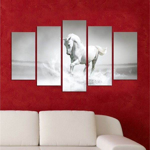 Daugiasluoksnis paveikslas "Baltasis žirgas", 110 x 60 cm-image-1