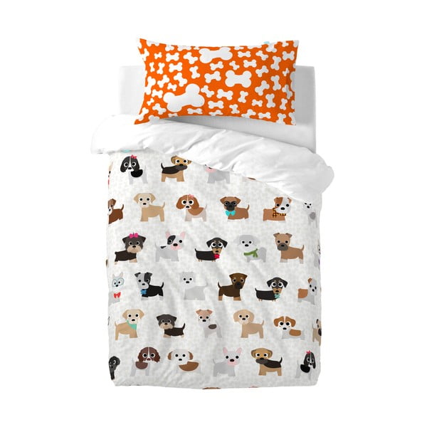 Vaikiška medvilninė antklodė ir pagalvė "Mr. Fox Dogs", 115 x 145 cm