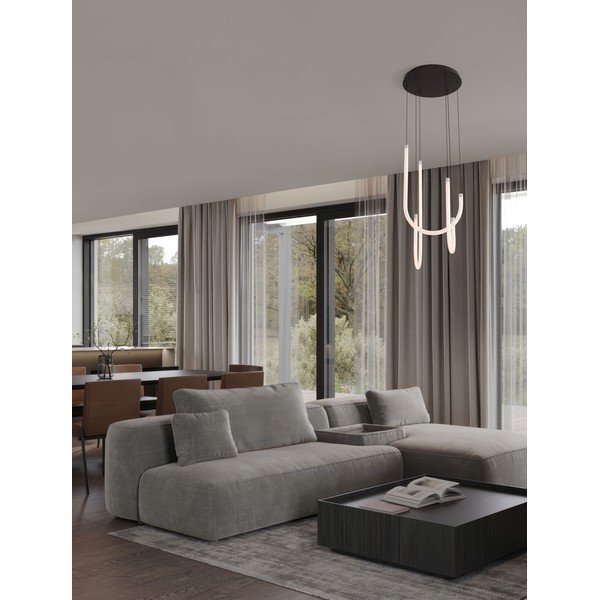 Baltos spalvos/matinės juodos spalvos iš plieno kabantis šviestuvas LED su pritemdymo funkcija ø 41 cm su gaubtu iš akrilo stiklo Topaz – Nova Luce-image-1