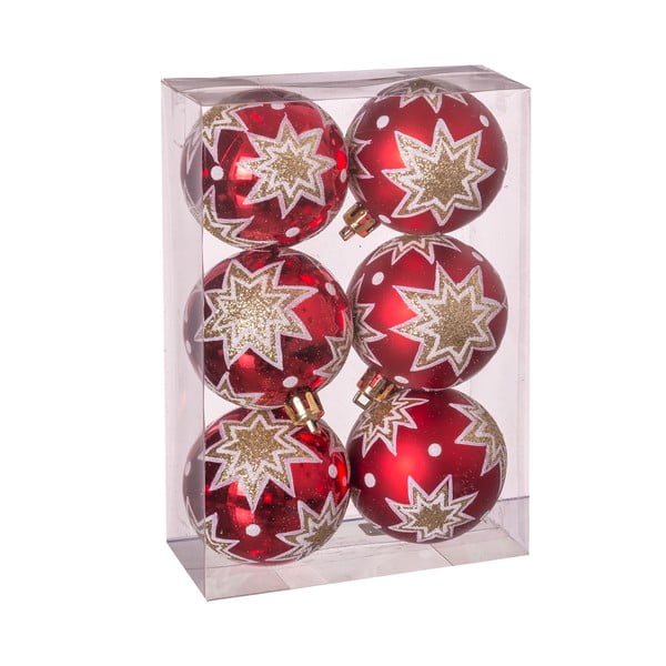 6 raudonų kalėdinių papuošimų rinkinys Unimasa Estrellas, ø 5 cm