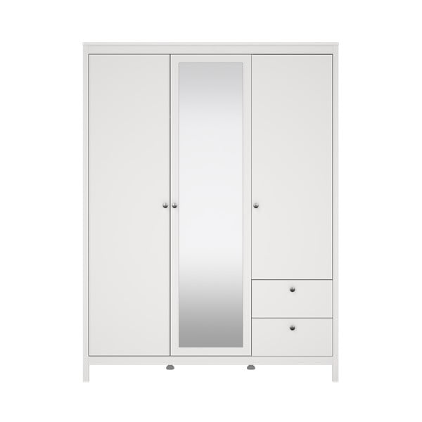 Baltos spalvos drabužių spinta su veidrodžiu 150x199x58 cm Madrid – Tvilum