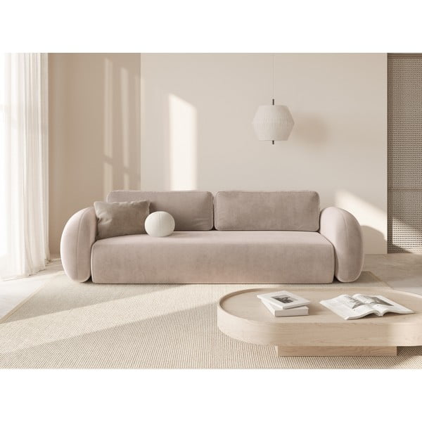 Smėlio spalvos iš velveto sulankstoma/su sandėliavimo vieta sofa 262 cm Tonale – Cosmopolitan Design-image-1