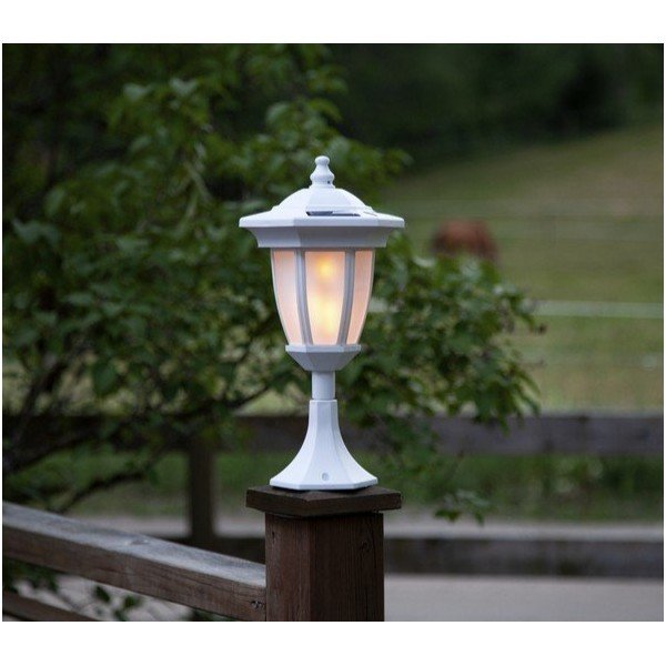 Baltas lauko šviestuvas su LED veikiantis saulės energija Star Trading Flame-image-1