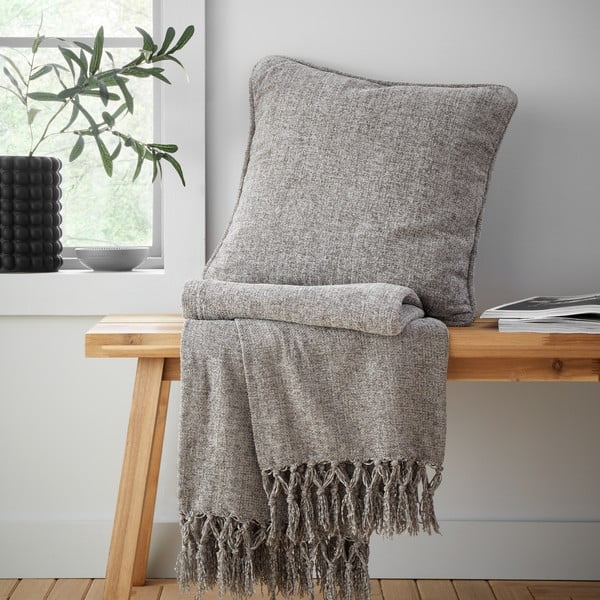 Pilkos spalvos iš šenilino antklodė ir pledas 130x170 cm Wilson – Catherine Lansfield-image-4