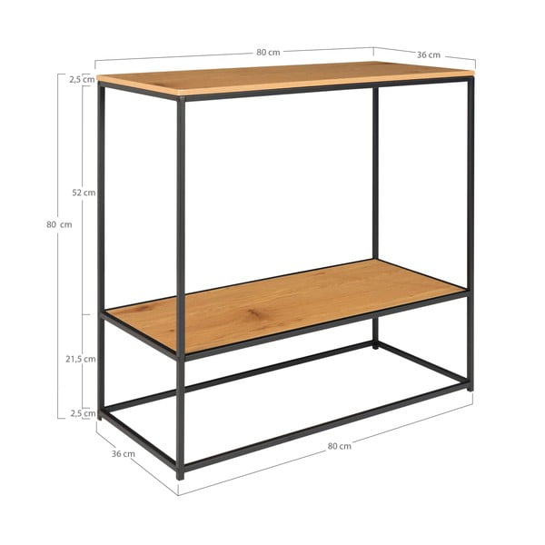 Konsolinis staliukas natūralios spalvos su ąžuolo dekoro stalviršiu 80x36 cm Vita – House Nordic-image-4