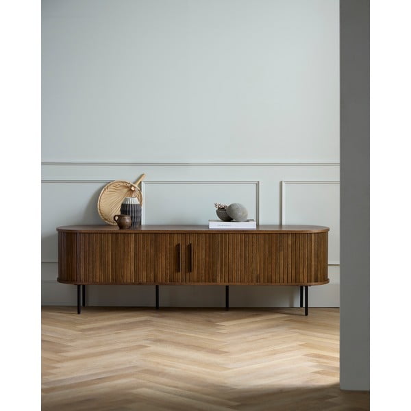 TV spintelė rudos spalvos iš ąžuolo 180x56x45 cm Nola – Unique Furniture-image-1