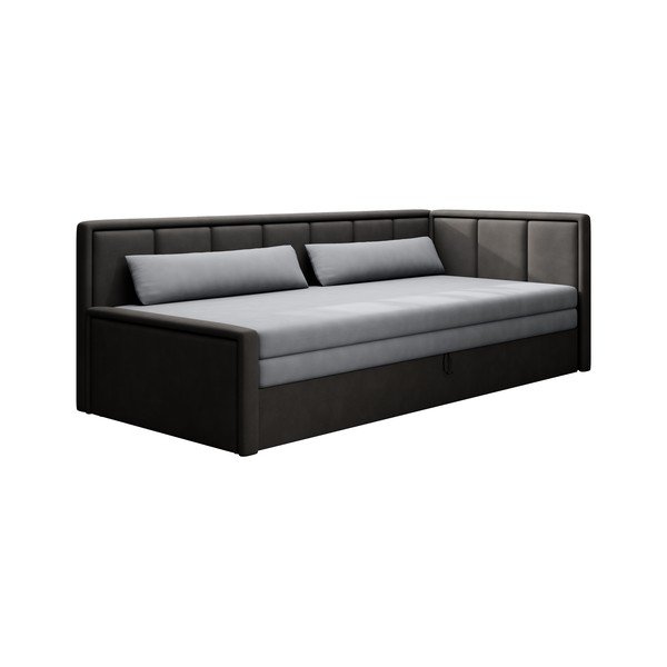 Tamsiai pilkos spalvos iš šenilinio audinio sulankstoma/su sandėliavimo vieta sofa 214 cm Fulgeo – ELTAP