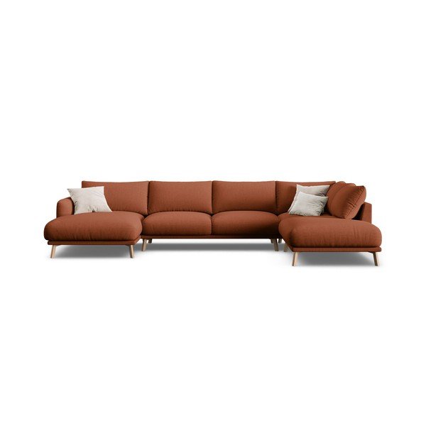 Terakotos spalvos kampinė sofa („U“ formos) Naomi – Micadoni -image-2