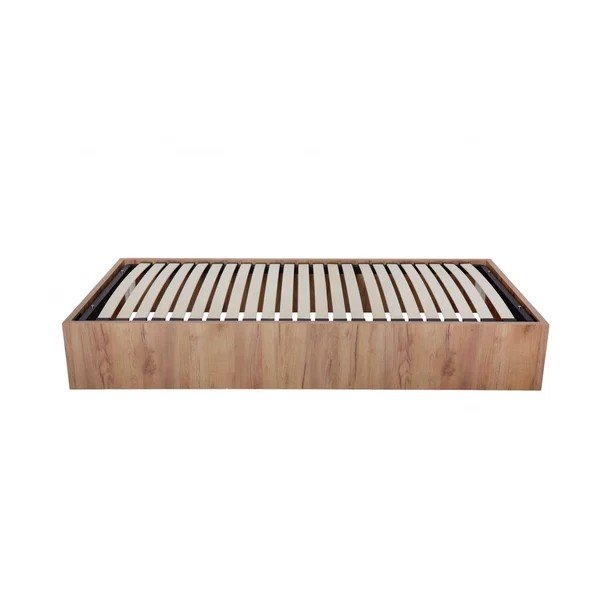 Šviesios natūralios spalvos viengulė lova iš medžio drožlių plokštės su sandėliavimo vieta/be galvūgalio su lovos grotelėmis 90x190 cm Nira – Bobochic Paris-image-3