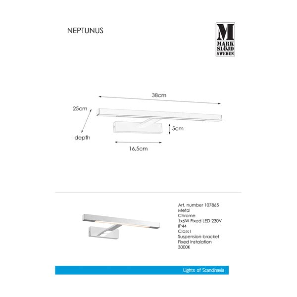 Sidabrinės spalvos LED sieninis šviestuvas (ilgis 38 cm) Neptunus - Markslöjd-image-2