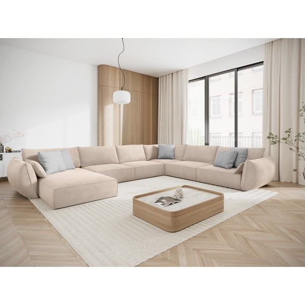 Smėlio spalvos kampinė sofa (dešinysis kampas) Vanda - Mazzini Sofas-image-1