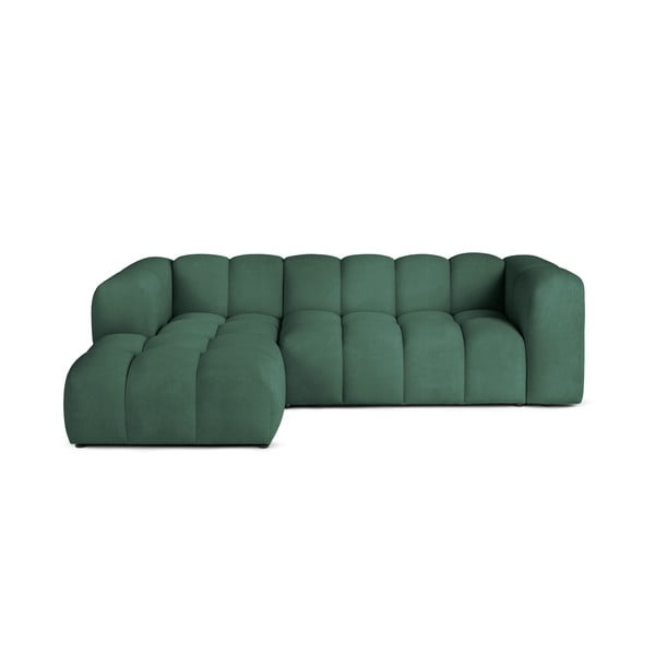 Žalios spalvos iš velveto kampinė sofa (su kairiuoju kampu/su gultu) Cube – Bonami Selection