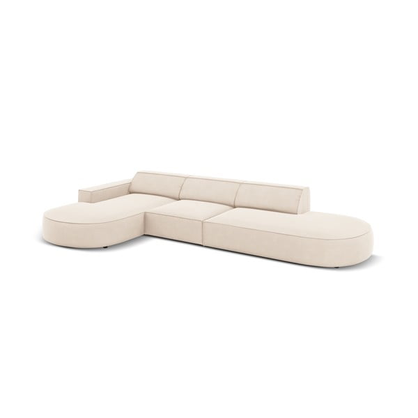 Smėlio spalvos aksominė kampinė sofa (kairysis kampas) Jodie - Micadoni Home-image-4