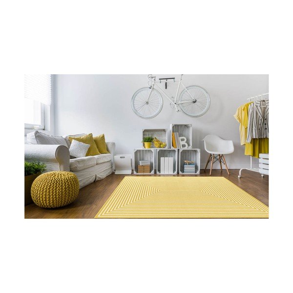 Geltonas lauko kilimas Floorita Braid, 133 x 190 cm-image-3