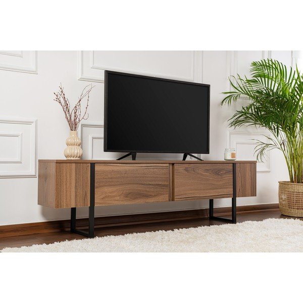 Tamsios natūralios spalvos TV spintelė iš riešutmedžio 180x50x29,5 cm Serenity – Kalune Design-image-3