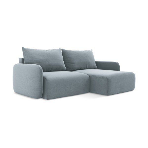 Mėlynos spalvos sulankstoma/su sandėliavimo vieta kampinė sofa iš velveto (su dešiniuoju kampu/su gultu) Kalena – Makamii-image-2