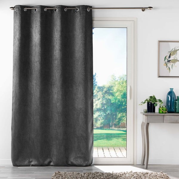 Iš velveto visiškai užtemdo užuolaida antracito spalvos 135x280 cm Melodie – douceur d'intérieur-image-1