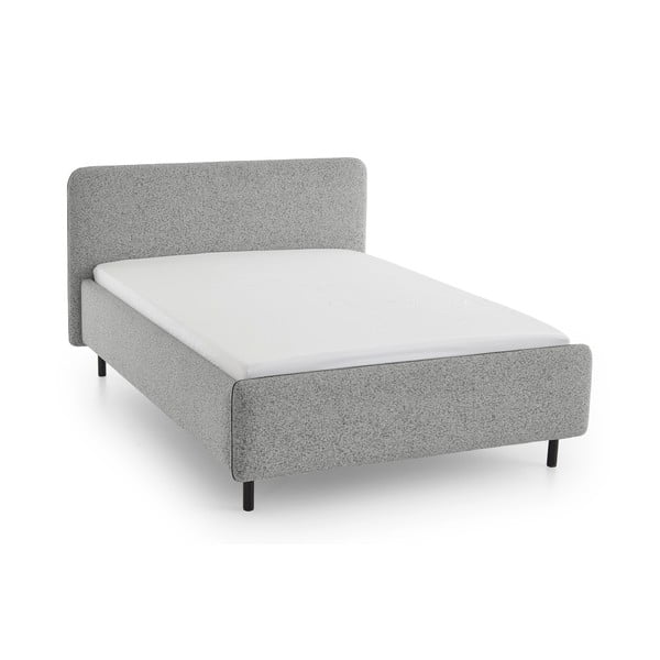 Šviesiai pilkos spalvos dvigulė lova audiniu dengta be grotelių 180x200 cm Primo – Meise Möbel-image-2
