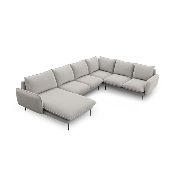 Šviesiai pilkos spalvos U formos sofa Cosmopolitan Design Vienna, kampas dešinėje-image-2