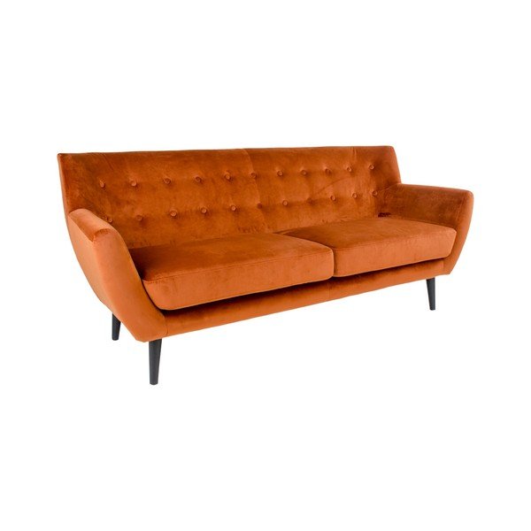 Oranžinė trijų vietų aksominė sofa "House Nordic Monte-image-3
