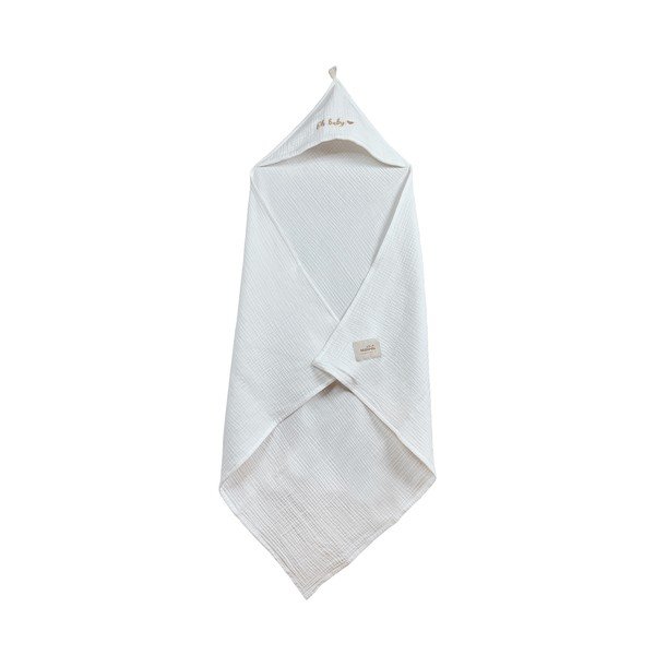 Iš muslino vaikiškas rankšluostis su gobtuvu baltos spalvos 85x85 cm Muslin – Malomi Kids