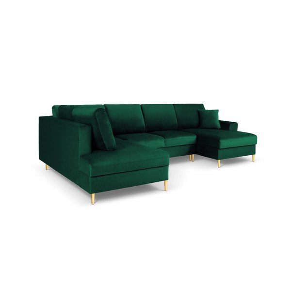 Žalios spalvos iš velveto sulankstoma/su sandėliavimo vieta kampinė sofa (su kairiuoju kampu/„U“ formos) Kyoto – Cosmopolitan Design-image-3