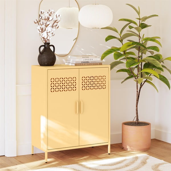Iš metalo spintelė geltonos spalvos 80x102x40 cm Annie – Støraa-image-1