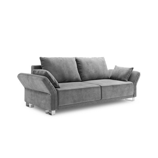 Pilka trijų vietų sofa-lova su aksomo apmušalais "Windsor & Co Sofos Pyxis-image-2