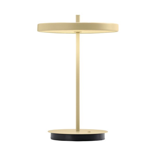 Šviesiai geltonos spalvos iš metalo stalinis šviestuvas LED (aukštis 31 cm) su metaliniu gaubtu Asteria Move – UMAGE-image-4