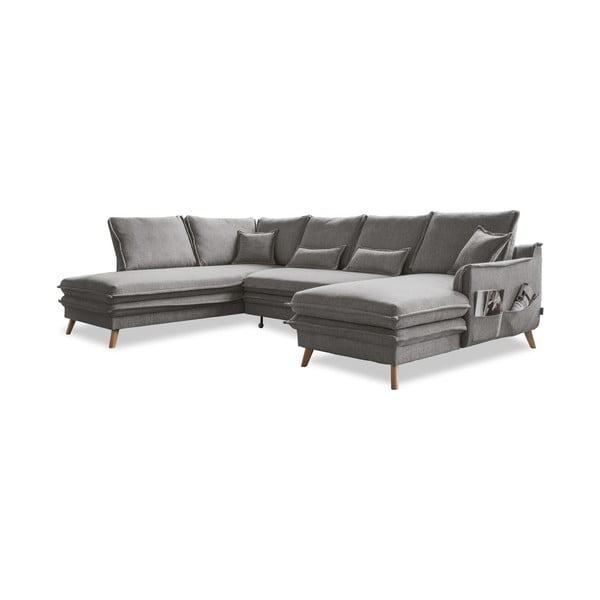 Sulankstoma kampinė sofa pilkos spalvos (su kairiuoju kampu/„U“ formos) Charming Charlie – Miuform