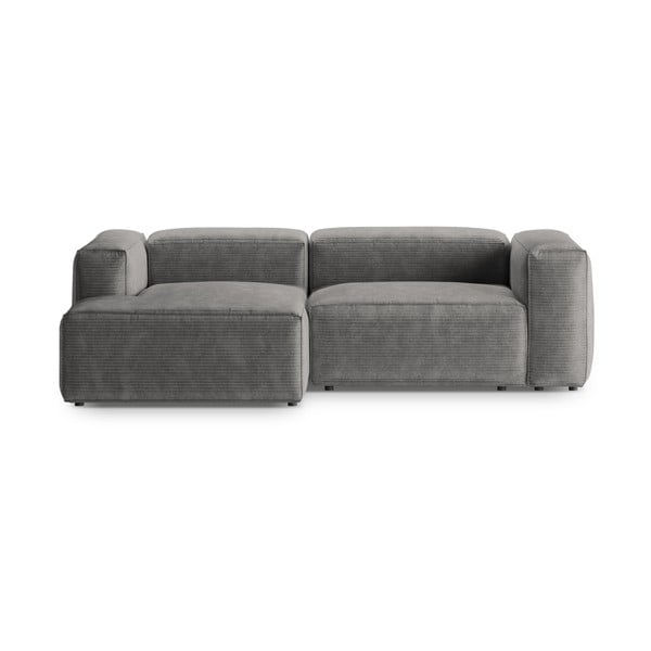 Šviesiai pilkos spalvos iš kordinio velveto kampinė sofa (su kairiuoju kampu/su gultu) Bergamo – Cosmopolitan Design