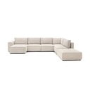Kampinė sofa kreminės spalvos iš kordinio velveto (su dešiniuoju kampu/„U“ formos) Nihad modular – Bobochic Paris