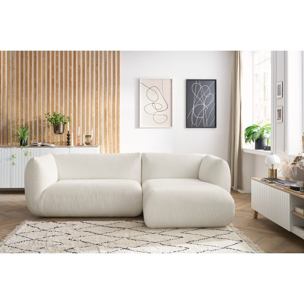 Balta velvetinė kampinė sofa (dešinysis kampas) Lecomte - Bobochic Paris-image-1