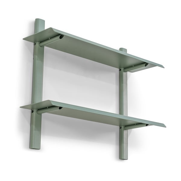 Pilkai žalios spalvos iš metalo kelių aukštų sieninė lentyna 60 cm Hola – Spinder Design-image-3