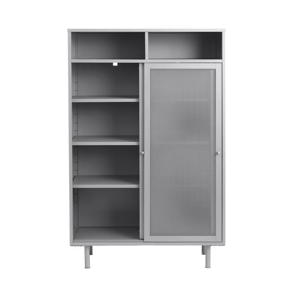Iš metalo spintelė pilkos spalvos su stumdomomis durimis 90x140x40 cm Veep – Unique Furniture-image-4