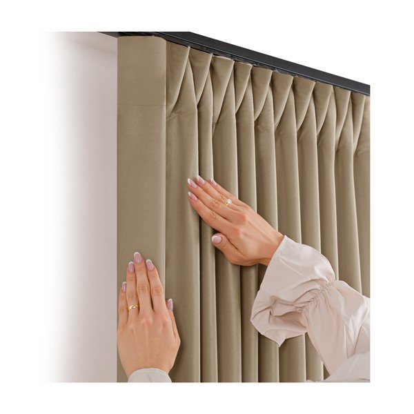 Iš velveto pritemdymas (dalinis užtemimas) užuolaida smėlio spalvos 265x270 cm Velto – Filumi-image-2