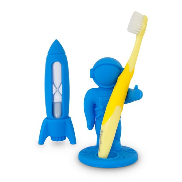 Mėlynas vaikų dantų valymo rinkinys "J-Me Rocket & Apollo